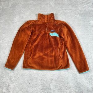 Patagonia Synchilla Snap-T Pullover Fleece Shirt Jacket Burnt Orange Aqua Size M